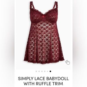 Burgundy lace babydoll.